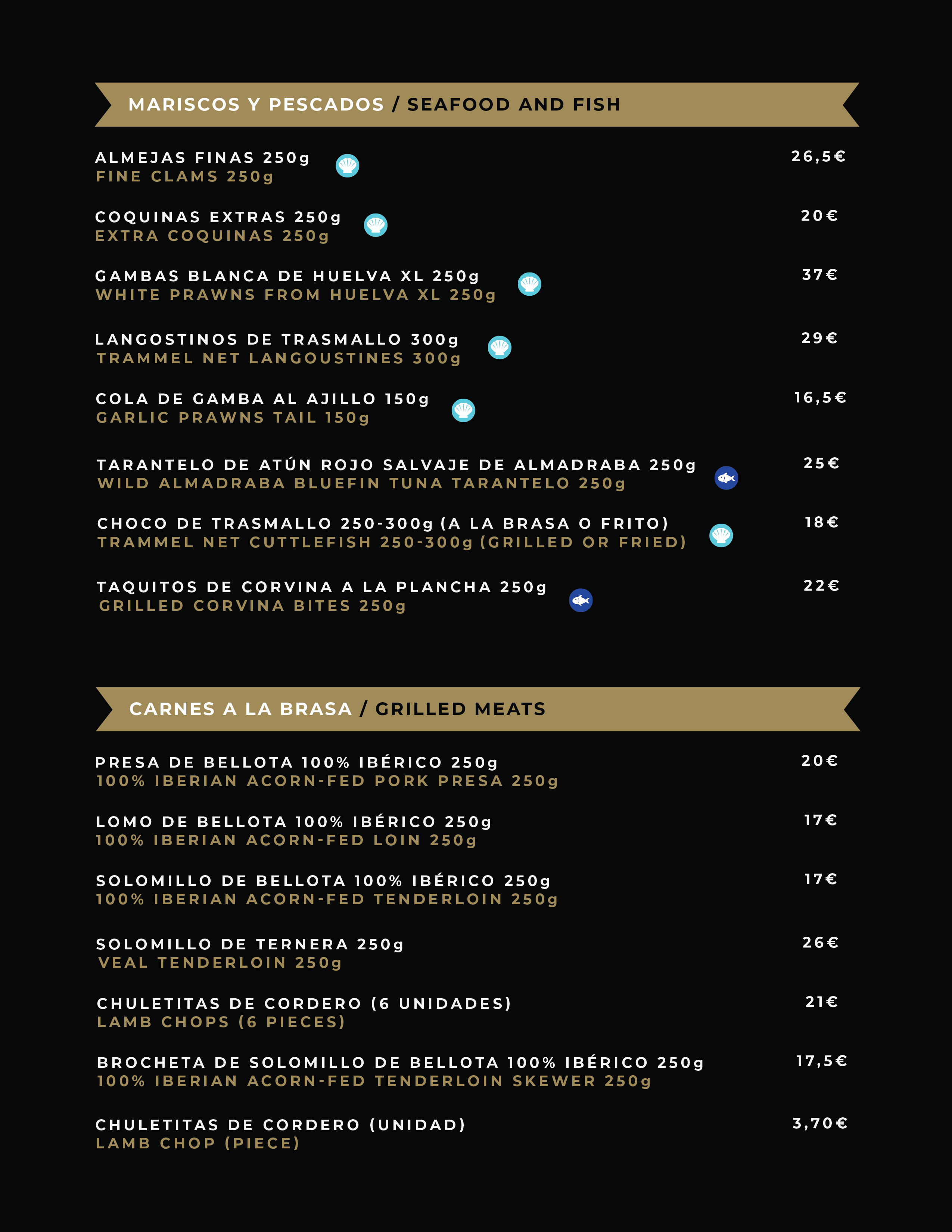 Carta de menú Taberna El Condado
